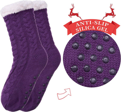 Women'S Winter Super Soft Warm Cozy Fuzzy Fleece-Lined with Grippers Slipper Socks