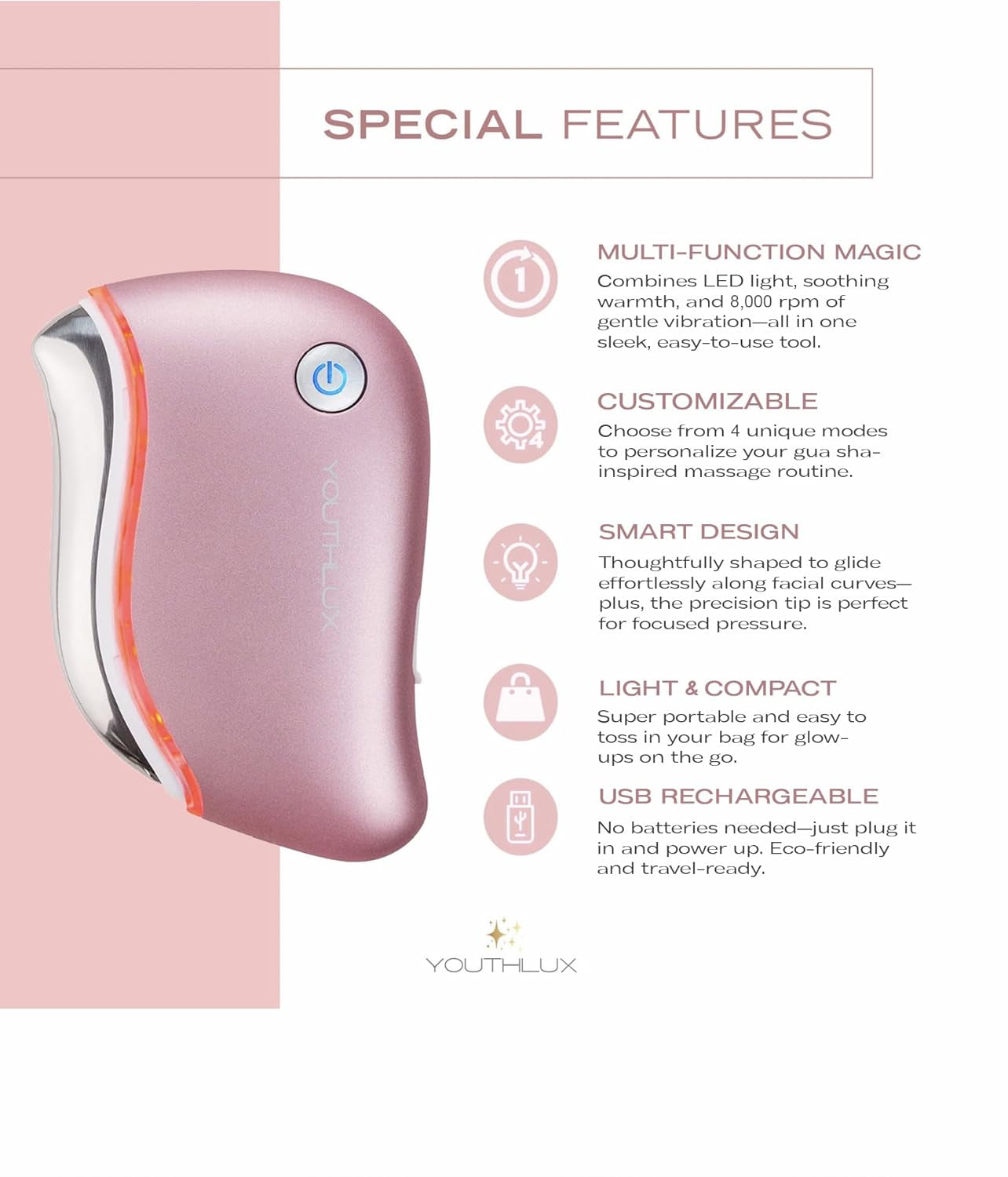 Prosculpt Gua Sha, Ultimate Facial Scraping/Sculpting/Tightening Tool, Heat/Electric Vibration, Anti-Aging/Wrinkles, Eye/Face Puffiness, Tension Relief, Acupressure, Face Lift, Double Chin